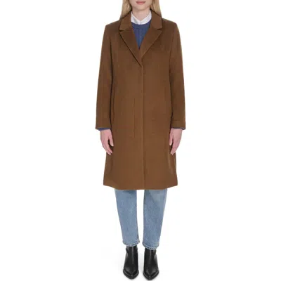 Cole Haan Slick Wool Blend Coat In Brown