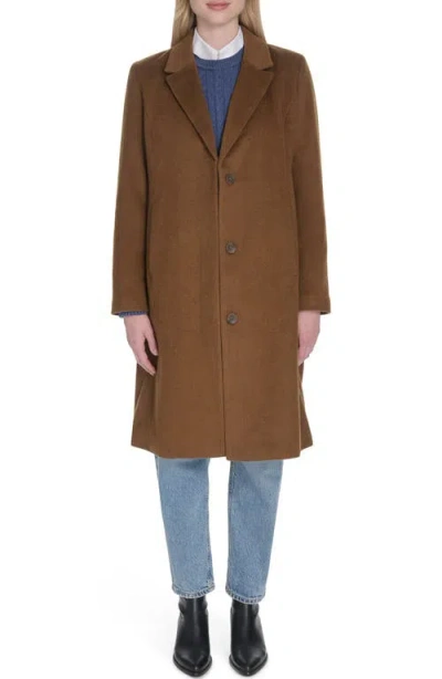 Cole Haan Slick Wool Blend Coat In Brown