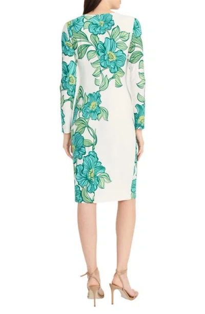 Maggy London Floral Long Sleeve Knit Midi Dress