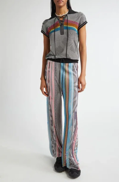 Paolina Russo Illusion Knit Lace-up Polo