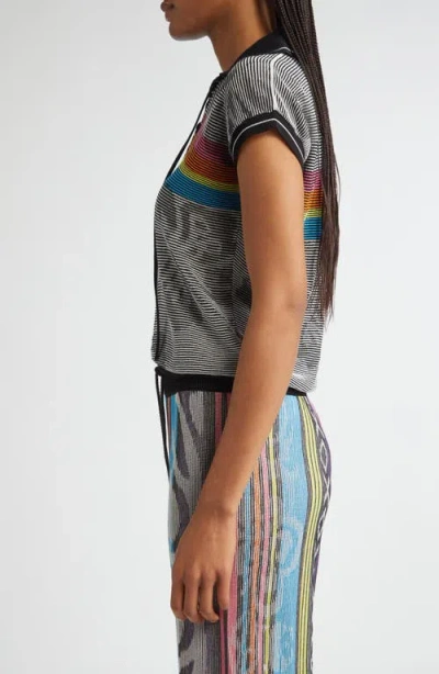 Paolina Russo Illusion Knit Lace-up Polo