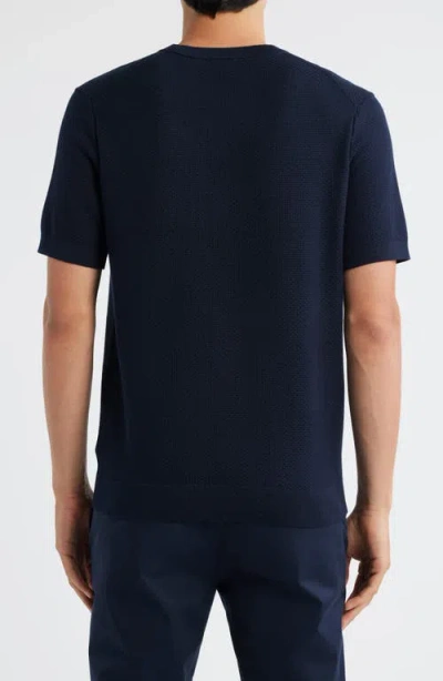 Theory Textured Short Sleeve Sweater In Blue