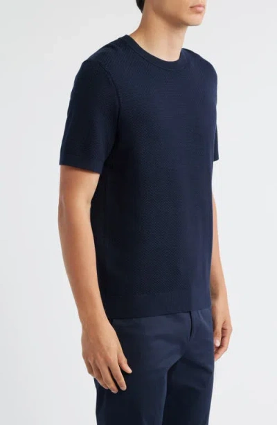 Theory Textured Short Sleeve Sweater In Blue