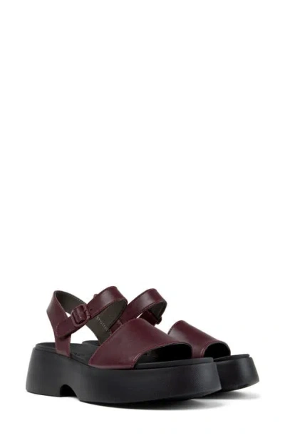 Camper Tasha Slingback Platform Sandal In Burgundy