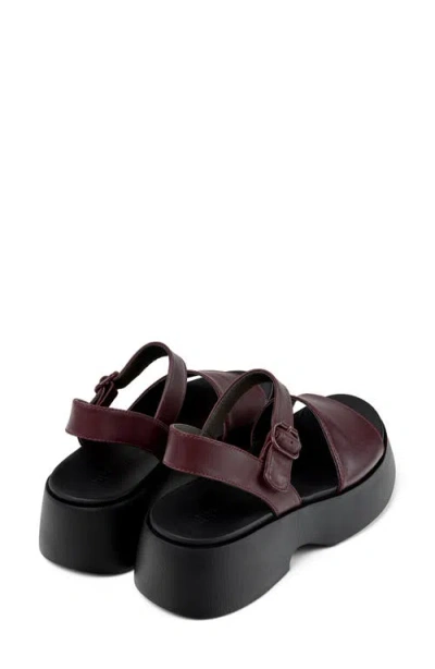 Camper Tasha Slingback Platform Sandal In Burgundy