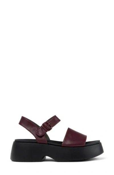 Camper Tasha Slingback Platform Sandal In Burgundy