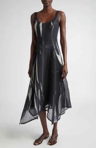 Jason Wu Collection Screen Printed Handkerchief Hem Gauze Dress