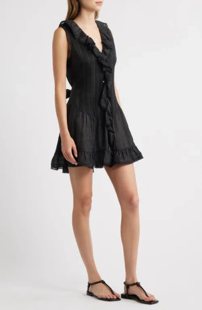 Doen Dôen Henrietta Ruffle Sleeveless Minidress In Black