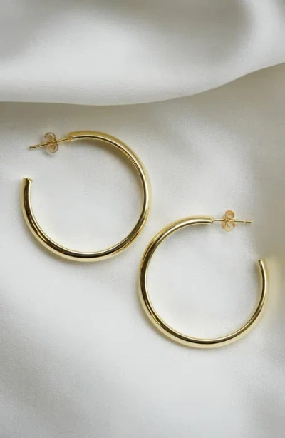 Argento Vivo Sterling Silver 18k Gold Plate Sterling Silver Flat Edge Hoop Earrings
