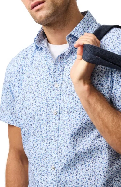 Rodd & Gunn Charlcott Floral Short Sleeve Button-up Shirt In Blue