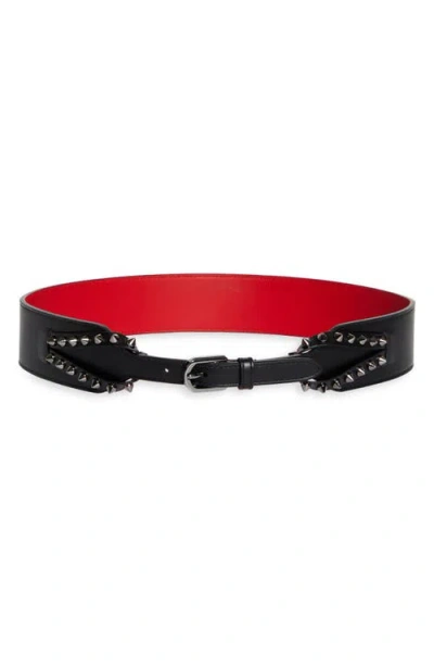 Christian Louboutin Cabata Spike Leather Corset Belt In Black