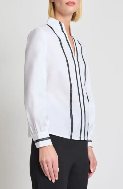Misook Heritage Fit Ribbon Trim Cotton Blend Top