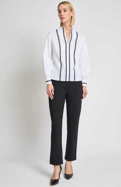 Misook Heritage Fit Ribbon Trim Cotton Blend Top