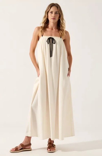 Modenaire Strapless Tie-front Maxi Dress With Gathered Bodice