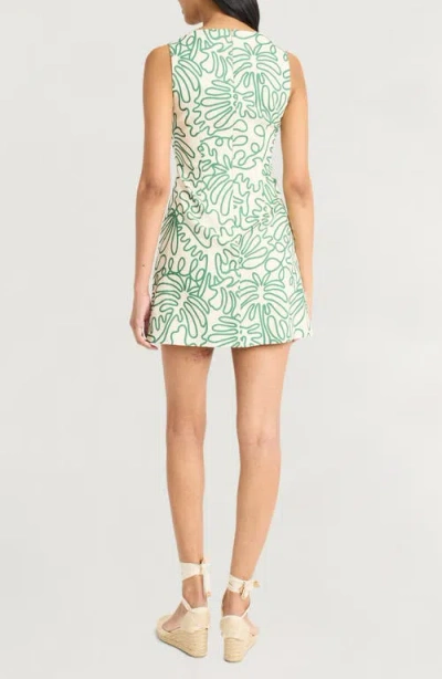 The Good Journey Squiggle Print Square Neck Linen Blend Minidress In Multi