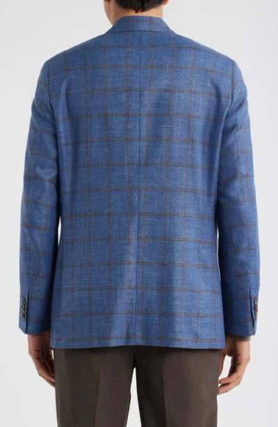 Jack Victor Hampton Blue Deco Plaid Wool & Silk Blend Sport Coat