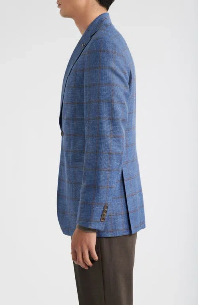 Jack Victor Hampton Blue Deco Plaid Wool & Silk Blend Sport Coat