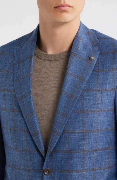 Jack Victor Hampton Blue Deco Plaid Wool & Silk Blend Sport Coat