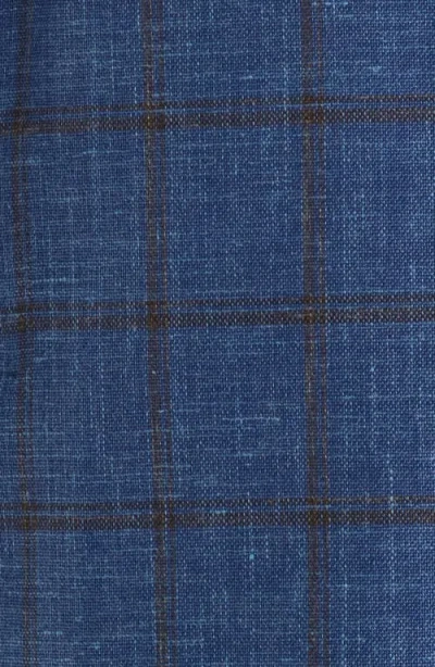 Jack Victor Hampton Blue Deco Plaid Wool & Silk Blend Sport Coat
