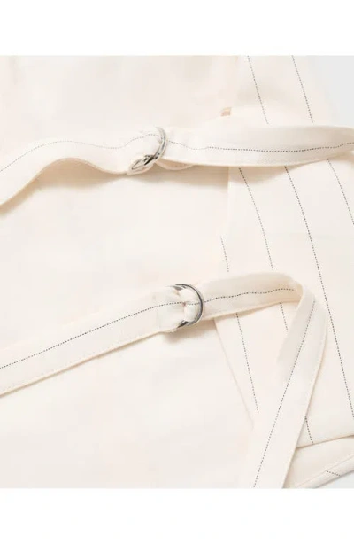 Mango Stripe Crop Halter Top In White