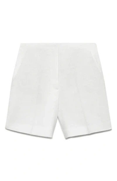Mango Straight-fit Linen Shorts Off White In White