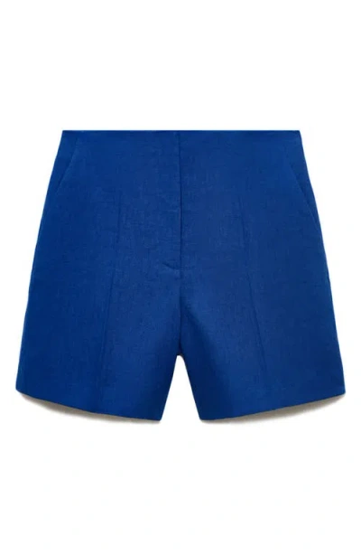 Mango Straight-fit Linen Shorts Indigo Blue In Blue