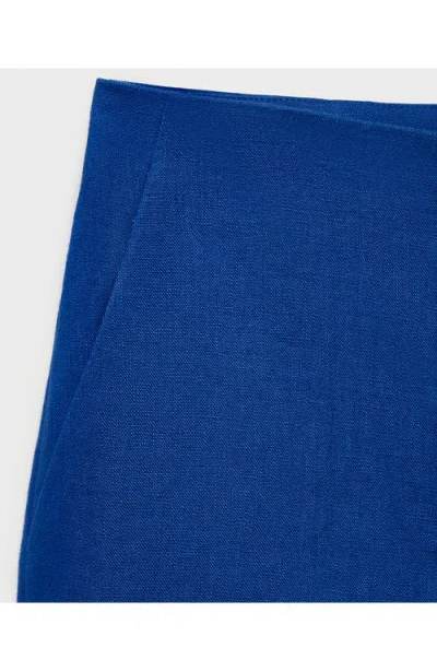Mango Straight-fit Linen Shorts Indigo Blue In Blue