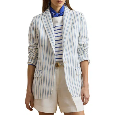 Ralph Lauren Lauren  Stripe Linen Blend Blazer