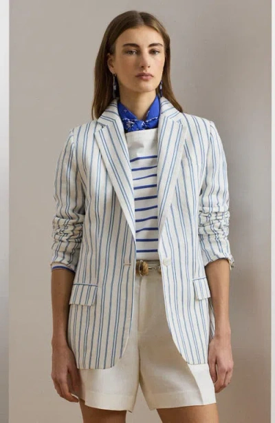Ralph Lauren Lauren  Stripe Linen Blend Blazer