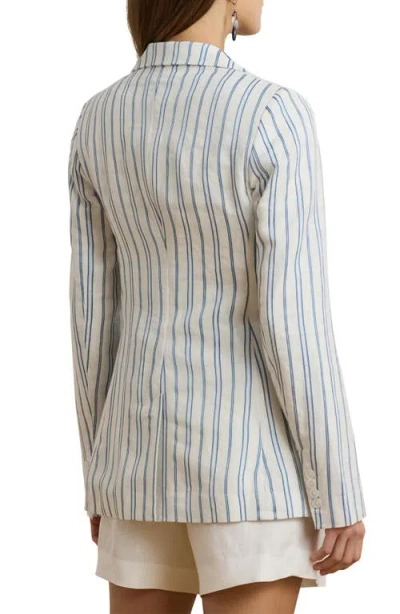 Ralph Lauren Lauren  Stripe Linen Blend Blazer