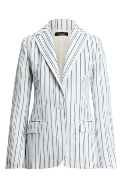 Ralph Lauren Lauren  Stripe Linen Blend Blazer