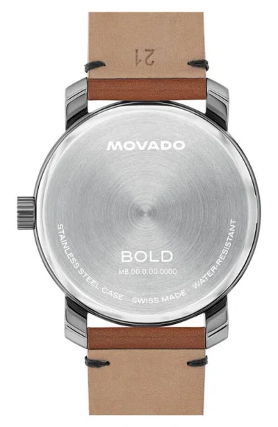 Movado Bold Access Leather Strap Watch, 41mm