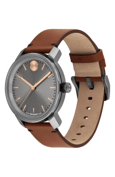 Movado Bold Access Leather Strap Watch, 41mm