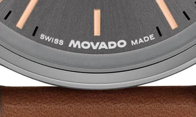 Movado Bold Access Leather Strap Watch, 41mm