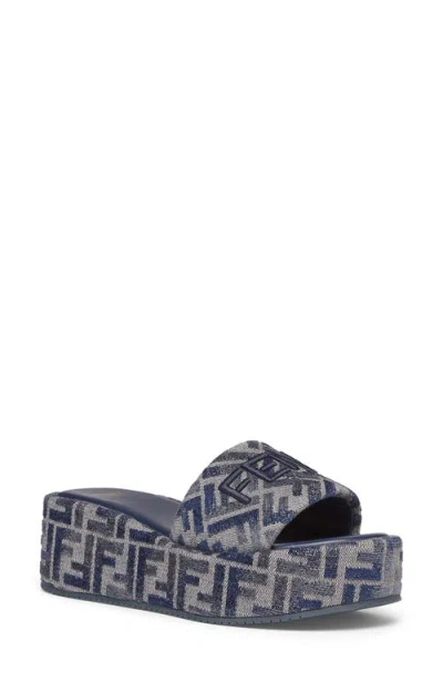 Fendi Sunshine Logo Jacquard Platform Slide Sandal