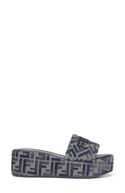 Fendi Sunshine Logo Jacquard Platform Slide Sandal