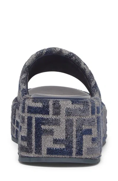 Fendi Sunshine Logo Jacquard Platform Slide Sandal