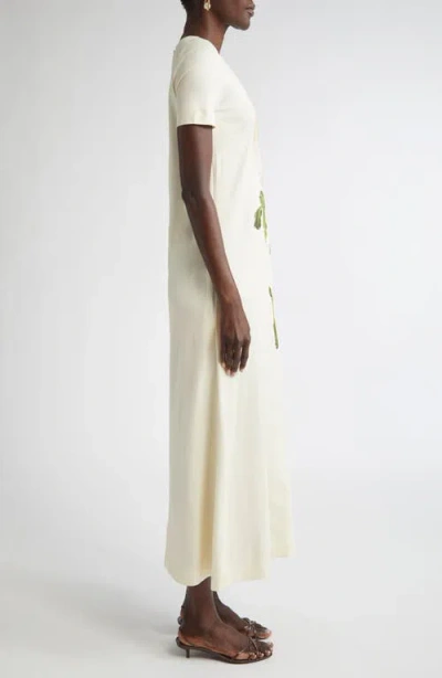 Oscar De La Renta Painted Rose Stretch Jersey Dress
