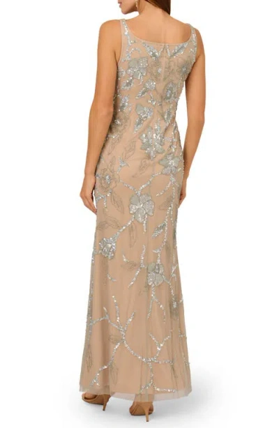 Adrianna Papell Beaded Floral Mermaid Gown