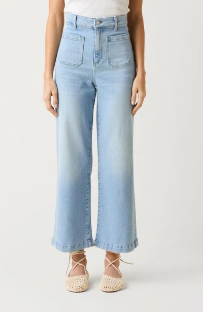 Le Jean Virginia Patch Pocket High Waist Ankle Wide Leg Jeans In Blue