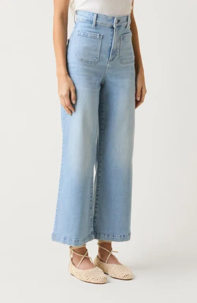 Le Jean Virginia Patch Pocket High Waist Ankle Wide Leg Jeans In Blue