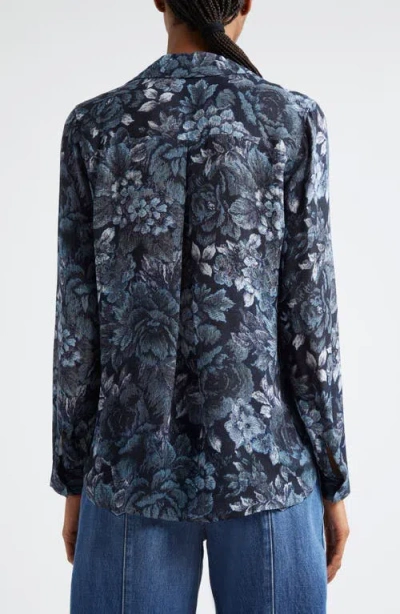 L Agence L'agence Nina Floral Print Silk Button-up Shirt