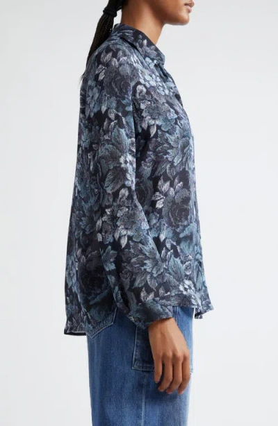 L Agence L'agence Nina Floral Print Silk Button-up Shirt