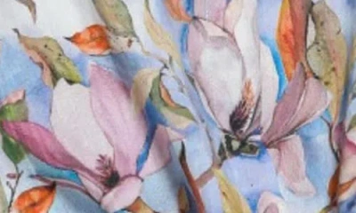 Apny Floral Print Tie Front Cotton Camp Shirt