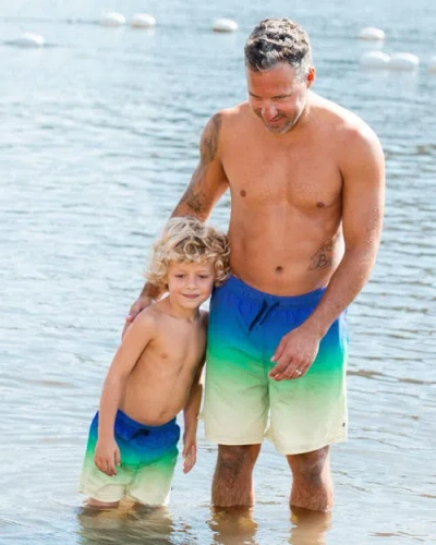 Deux Par Deux Men's Swim Gradient Trunks In Multi