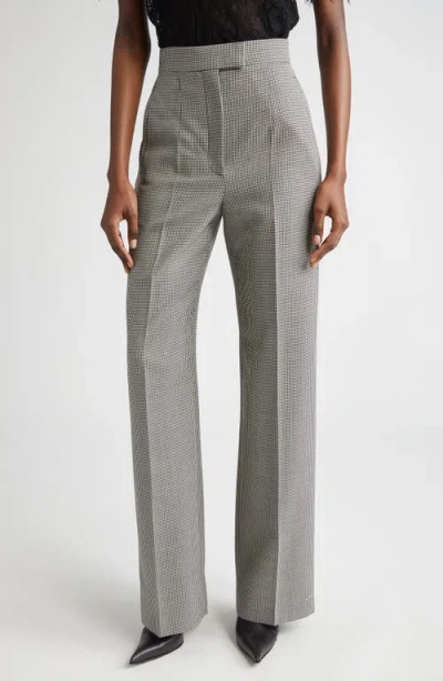 Alexander Mcqueen Mcqueen Micro Houndstooth Pleated Wool & Mohair Straight Leg Trousers