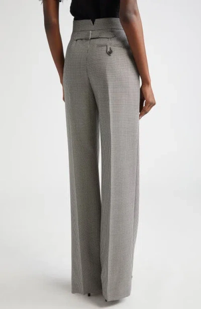 Alexander Mcqueen Mcqueen Micro Houndstooth Pleated Wool & Mohair Straight Leg Trousers