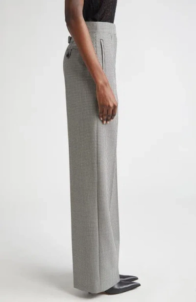 Alexander Mcqueen Mcqueen Micro Houndstooth Pleated Wool & Mohair Straight Leg Trousers