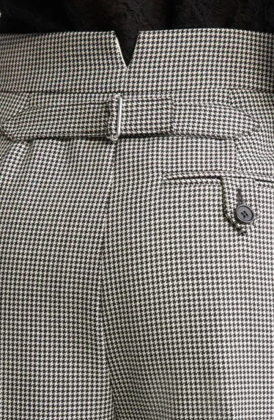 Alexander Mcqueen Mcqueen Micro Houndstooth Pleated Wool & Mohair Straight Leg Trousers