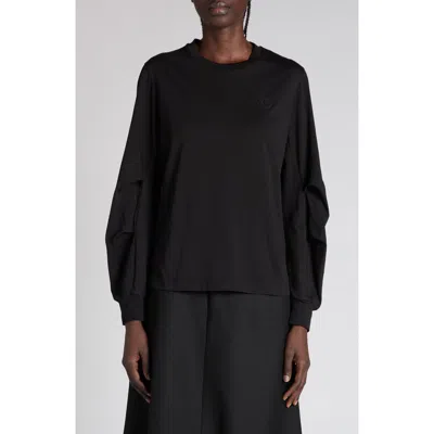 Moncler Pleated Long Sleeve T-shirt In Black